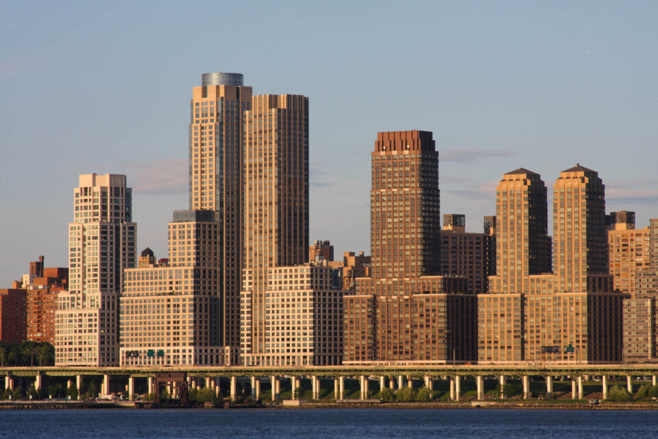 Bronx skyline from view from New Jersey