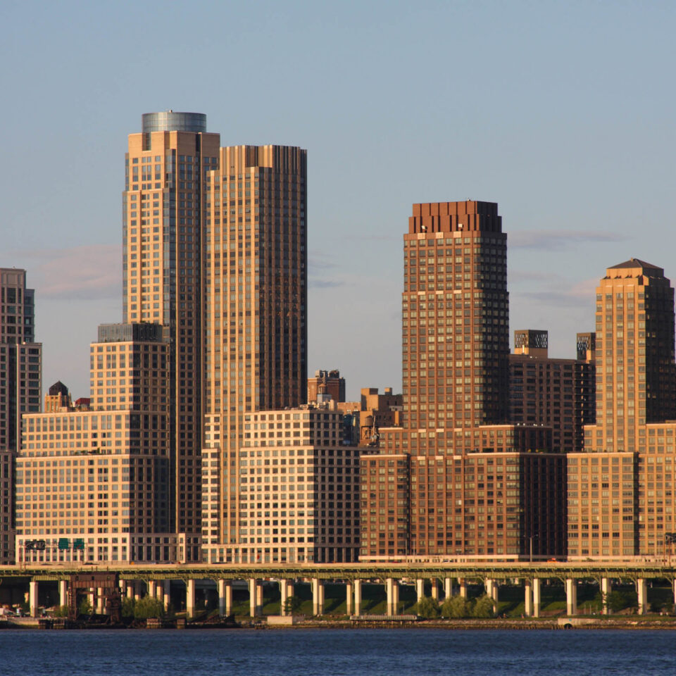 Bronx skyline from view from New Jersey