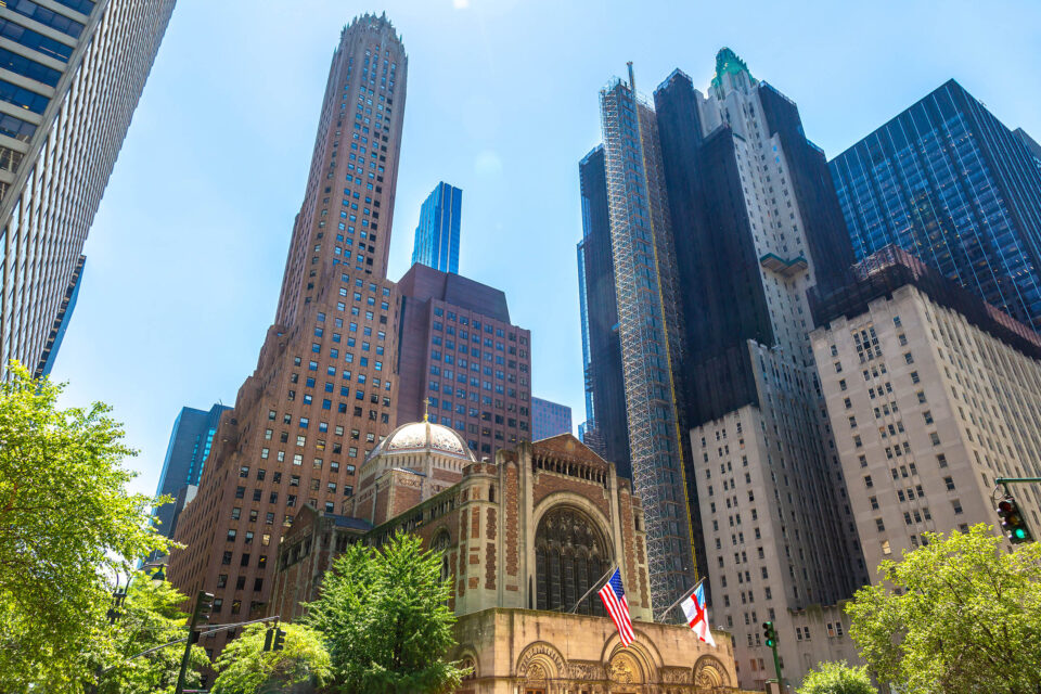 St. Bartholomew's Church in New York City, USA in a sunny day