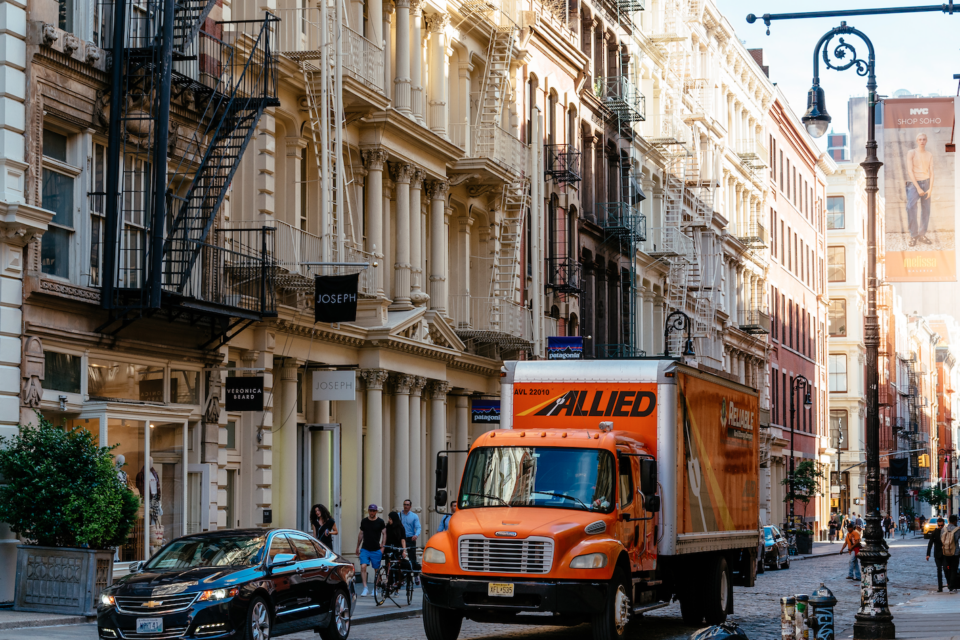 Moving truck in New York City