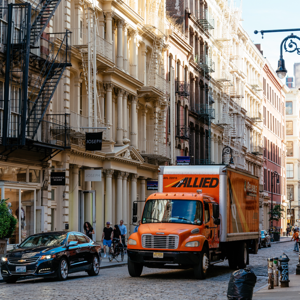 Moving truck in New York City