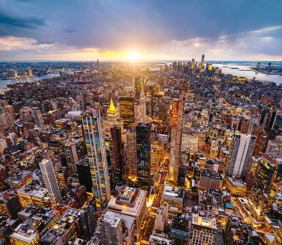 Manhattan buildings view from Empire State building New York City, Manhattan, New York, United States, North America